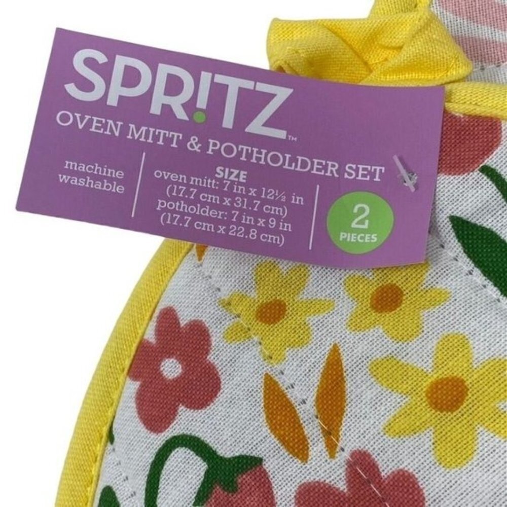 Spritz™ 2pc Cotton Flower Oven Mitt and Pot Holder Set Spring Easter  B31 - Picture 3 of 5